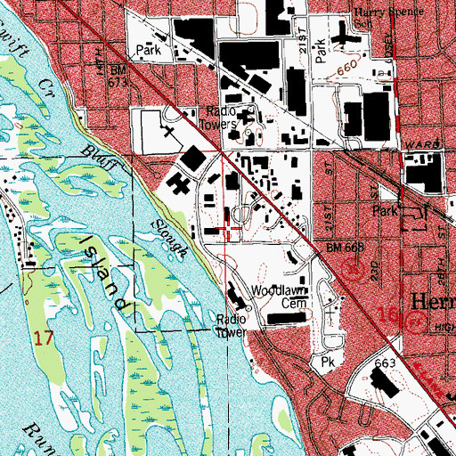 Topographic Map of Chileda School, WI