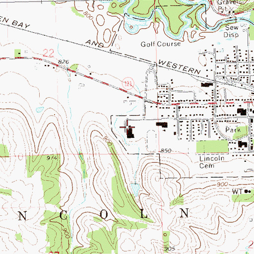 Topographic Map of Whitehall Middle School, WI