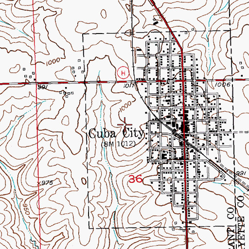 Topographic Map of Cuba City High School, WI