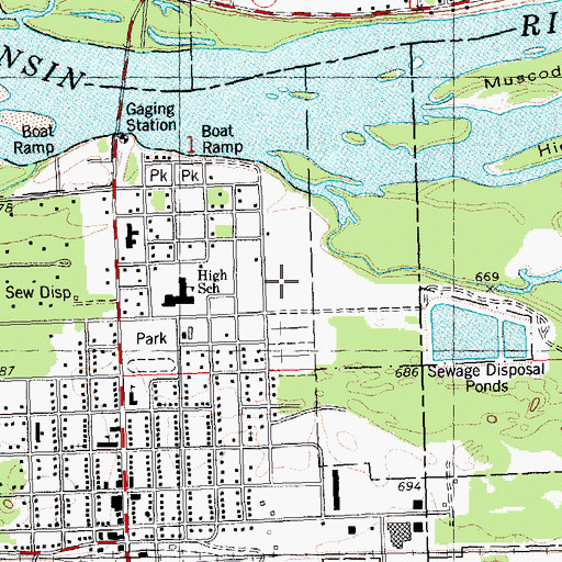 Topographic Map of Riverdale Elementary School, WI
