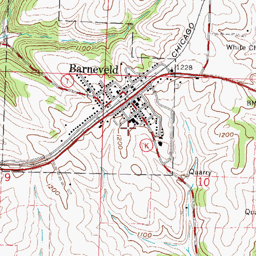 Topographic Map of Barneveld High School, WI