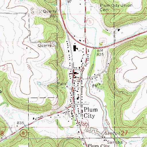 Topographic Map of Plum City Elementary School, WI