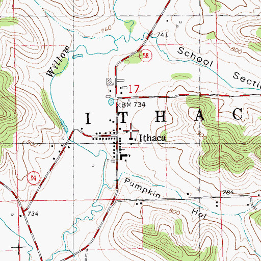 Topographic Map of Ithaca High School, WI