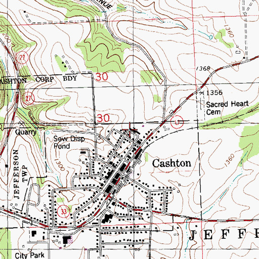 Topographic Map of Sacred Heart Elementary School, WI