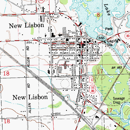 Topographic Map of New Lisbon Elementary School, WI