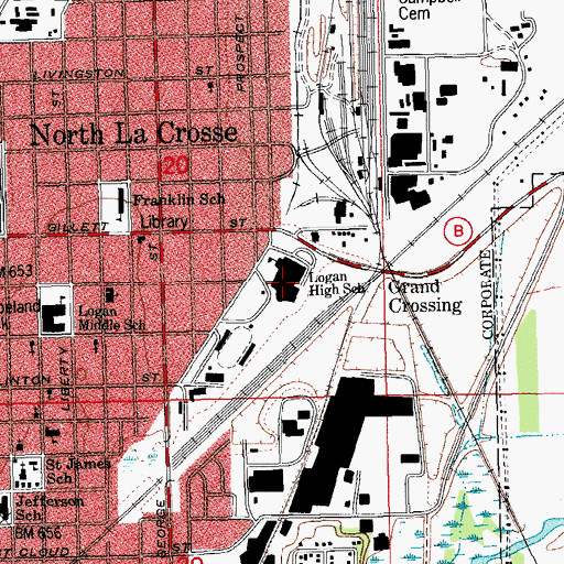 Topographic Map of Logan High School, WI