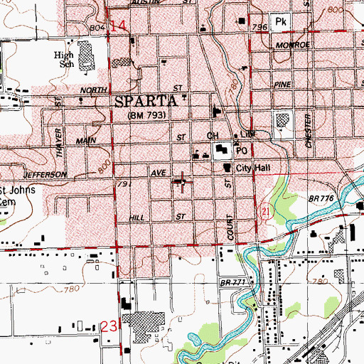 Topographic Map of Saint John's Evangelical Lutheran School, WI