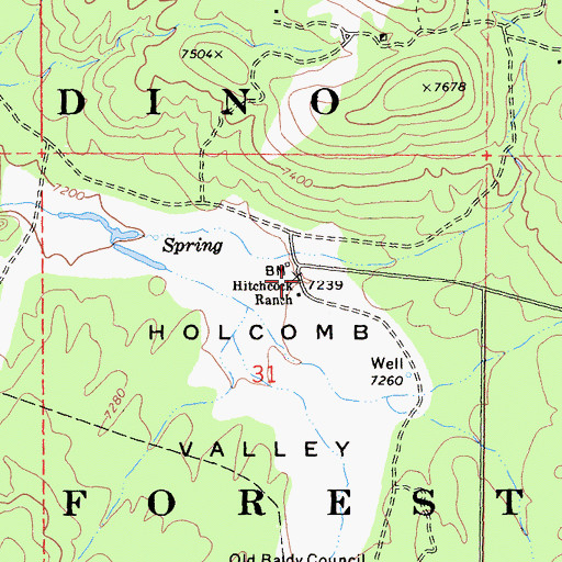 Topographic Map of Hitchcock Ranch, CA