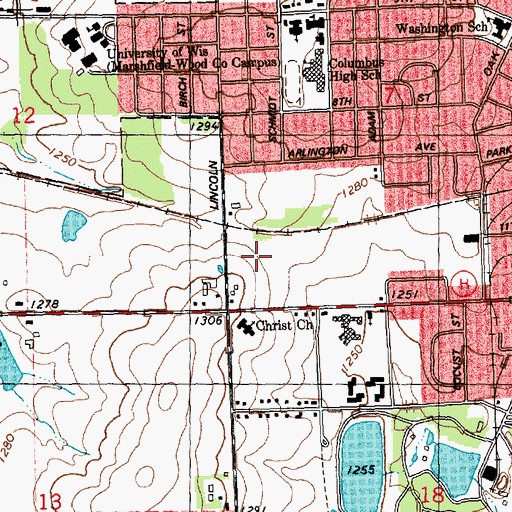 Topographic Map of Washington Elementary School, WI