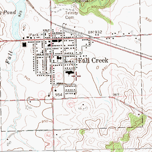 Topographic Map of Fall Creek Elementary School, WI