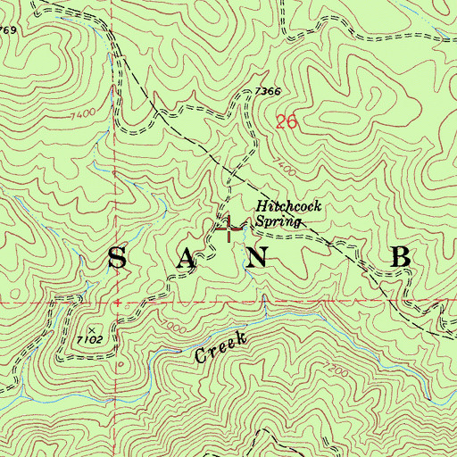 Topographic Map of Hitchcock Spring, CA