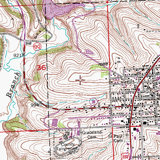 Topographic Map of Mineral Point High School, WI