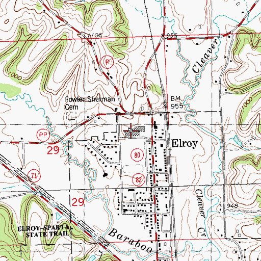 Topographic Map of Royall Middle / High School, WI