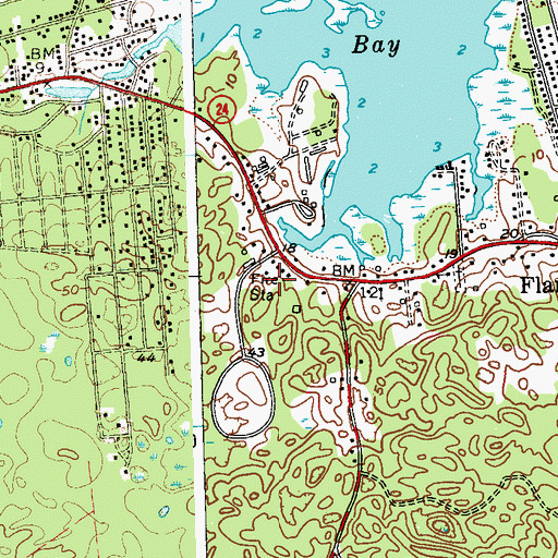 Topographic Map of Flanders Fire Department, NY