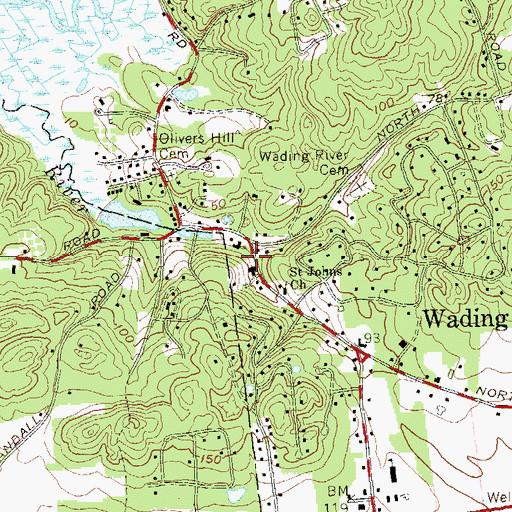 Topographic Map of Wading River Fire Station, NY