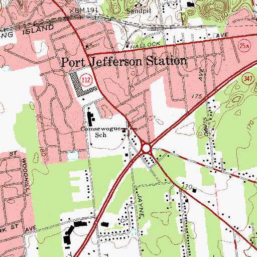 Topographic Map of Terryville Fire Department, NY