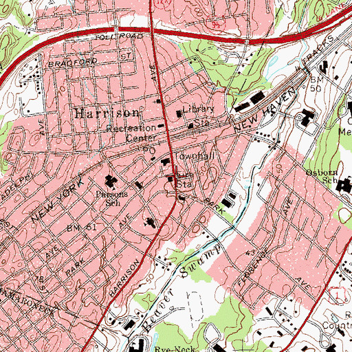 Topographic Map of Harrison Fire Department, NY