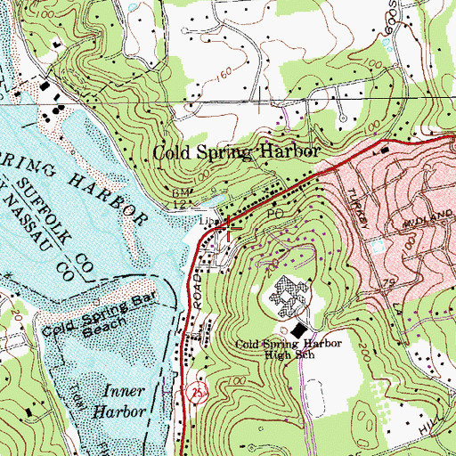 Topographic Map of Cold Spring Harbor Fire Station, NY