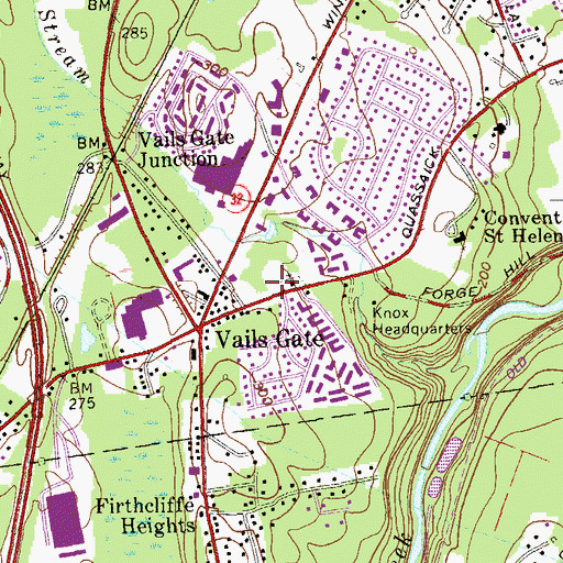 Topographic Map of Vails Gate Fire Company, NY