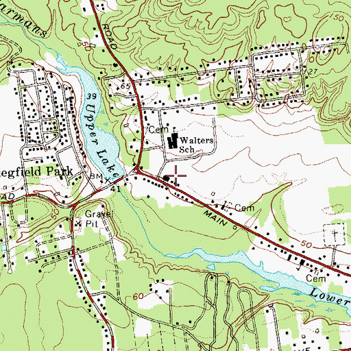 Topographic Map of Yaphank Fire Department, NY