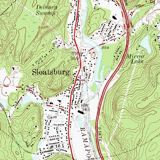 Topographic Map of Sloatsburg Volunteer Fire Department, NY