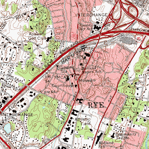 Topographic Map of Rye Fire Department, NY