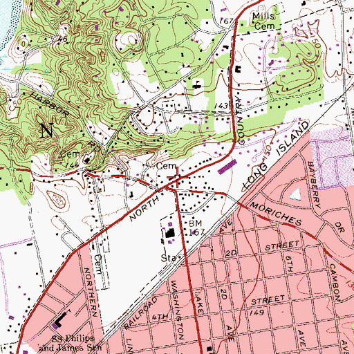 Topographic Map of Saint James Fire Department, NY