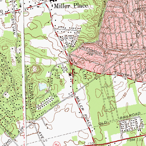 Topographic Map of Miller Place Fire Station, NY