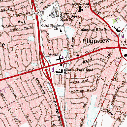 Topographic Map of Plainview Volunteer Fire Station, NY