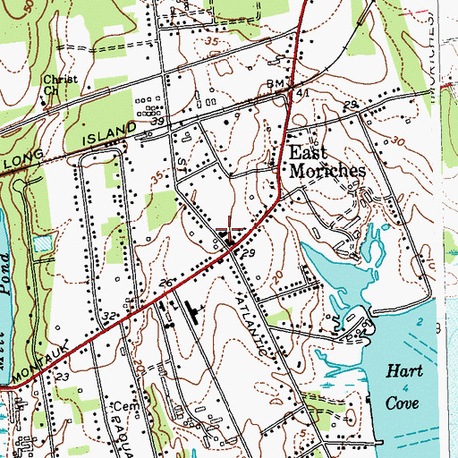 Topographic Map of East Moriches Fire Department, NY