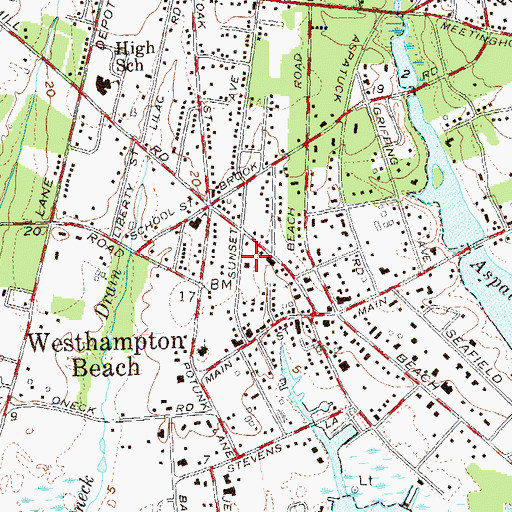 Topographic Map of Westhampton Beach Fire Department, NY