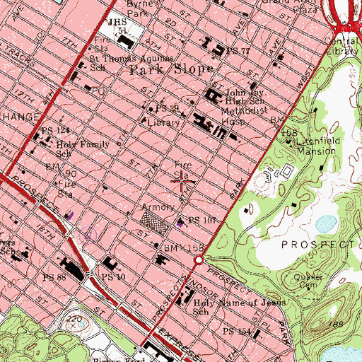 Topographic Map of Fire Department New York Engine 220 Ladder 122, NY