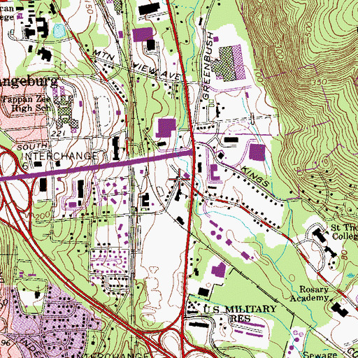 Topographic Map of Orangeburg Volunteer Fire Department, NY