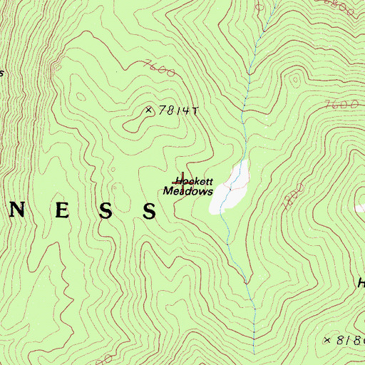 Topographic Map of Hockett Meadows, CA