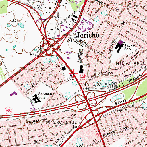 Topographic Map of Jericho Volunteer Fire Department, NY