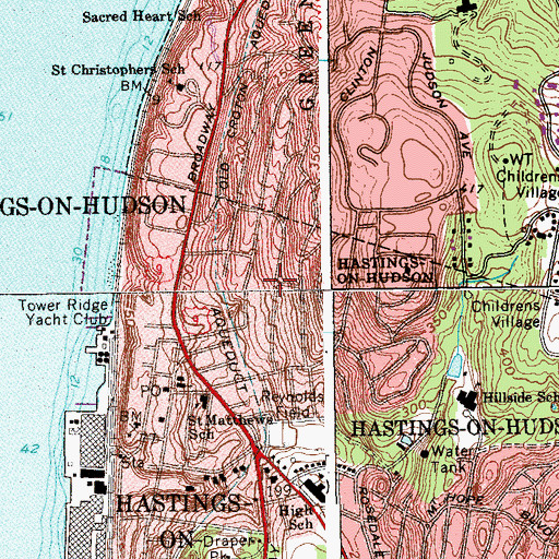 Topographic Map of Hastings - On - Hudson Riverview Manor Hose Company Number 3, NY