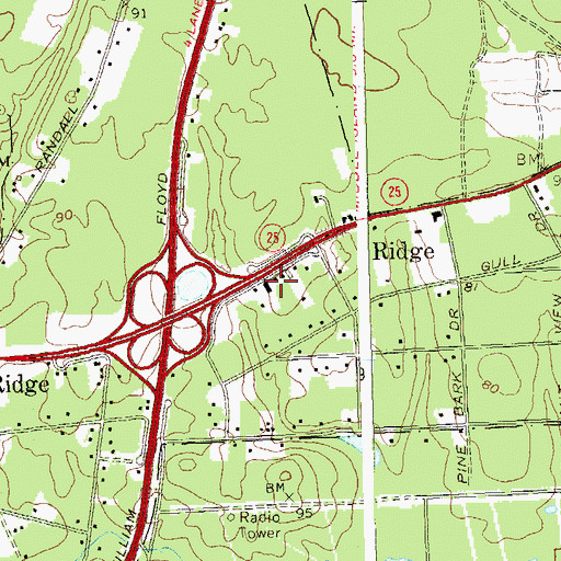 Topographic Map of Ridge Fire Department Company 1, NY