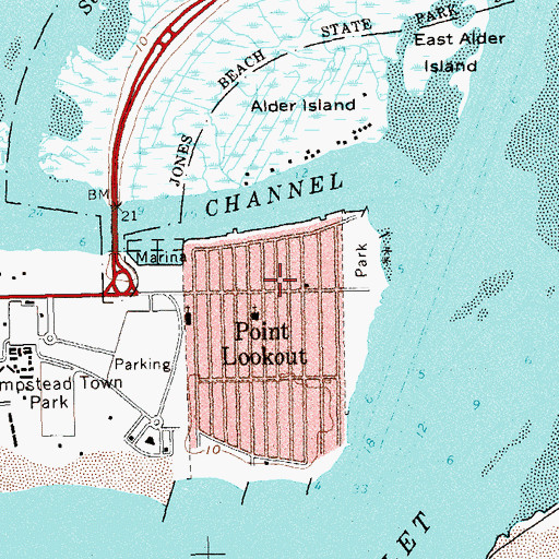Topographic Map of Lido and Point Lookout Fire District Action Engine Company 1, NY