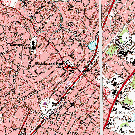 Topographic Map of Mamaroneck Fire Department, NY