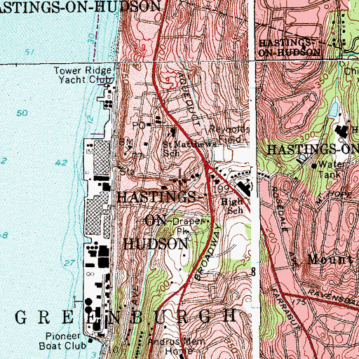 Topographic Map of Hastings - On - Hudson Fire Department Hook and Ladder Company Number 1, NY