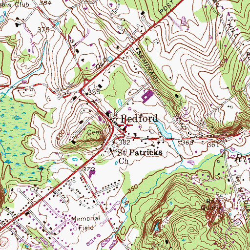 Topographic Map of Bedford Fire Department, NY