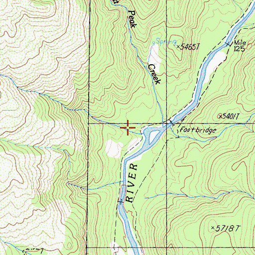 Topographic Map of Hockett Peak Creek, CA