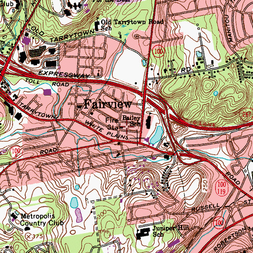 Topographic Map of Fairview Fire Department, NY