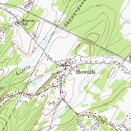 Topographic Map of Howells Fire Department, NY