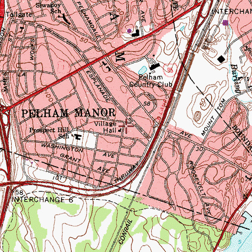 Topographic Map of Pelham Manor Fire Department, NY