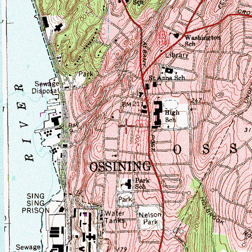 Topographic Map of Ossining Fire Department Cataract Hose Company 2, NY