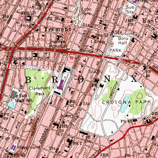 Topographic Map of Fire Department New York Rescue Company 3, NY