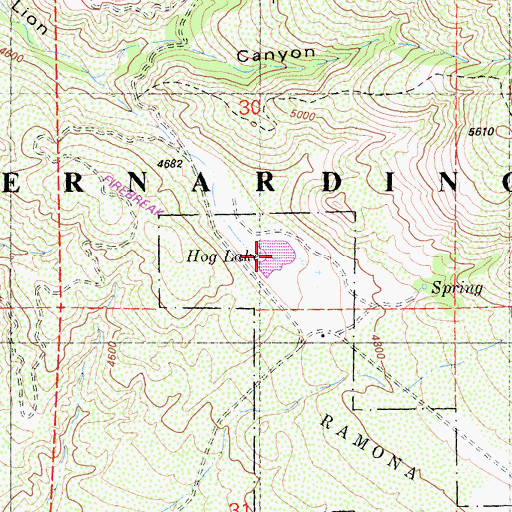 Topographic Map of Hog Lake, CA