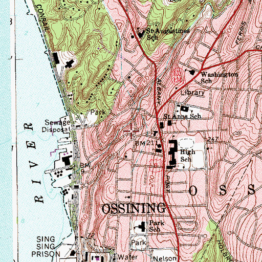 Topographic Map of Ossining Fire Department Monitor Hose Company 4, NY