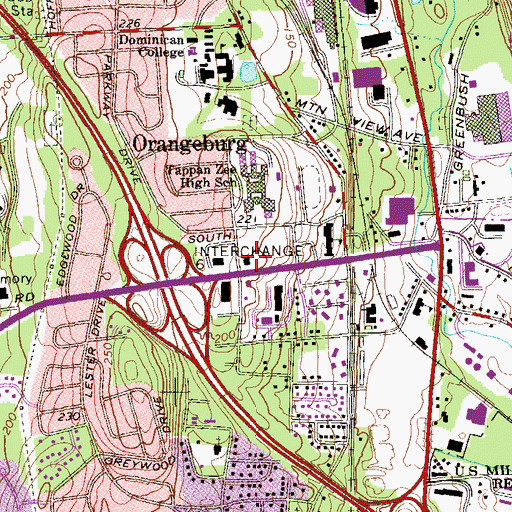 Topographic Map of Orangeburg Fire Department, NY